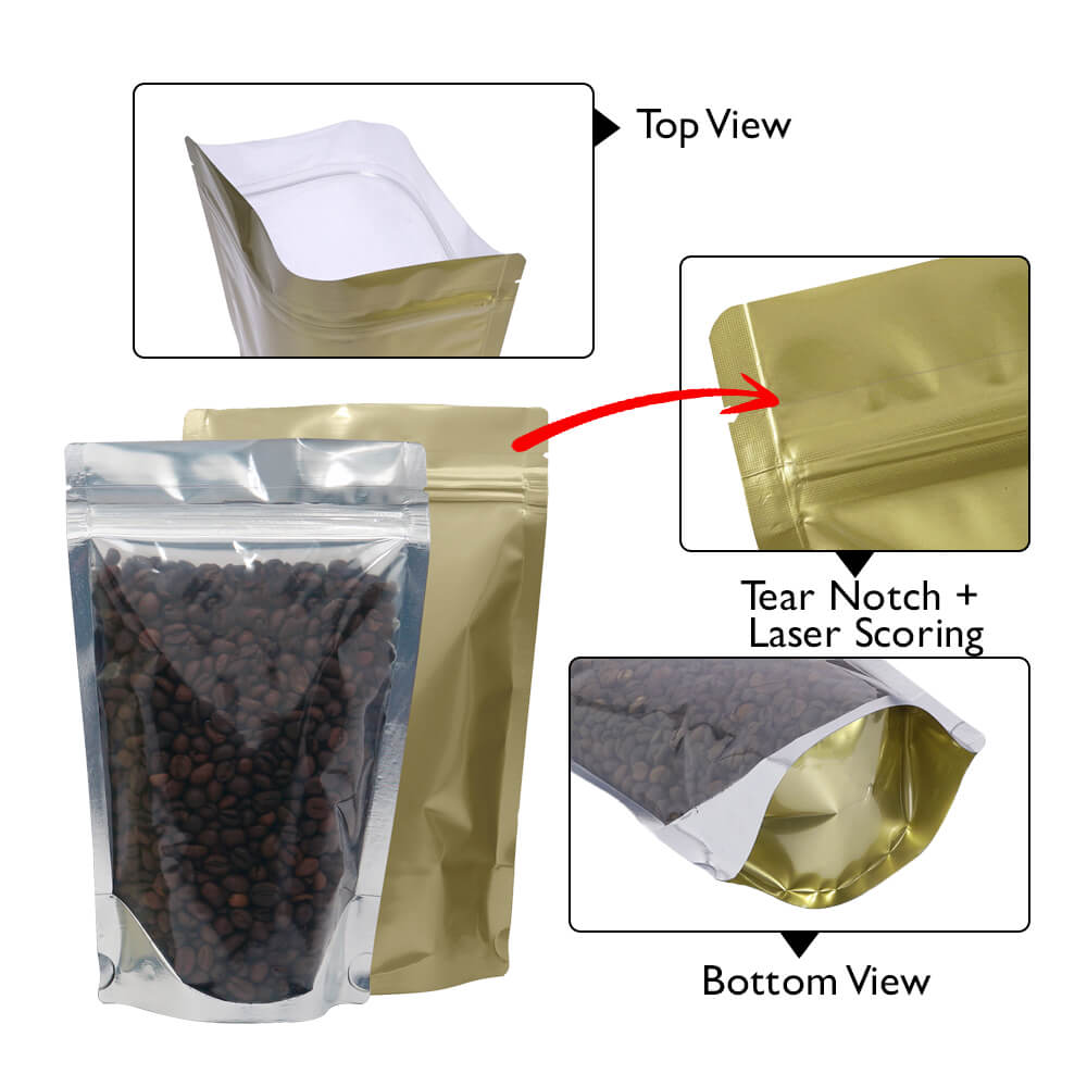 Foil clear stand up pouch