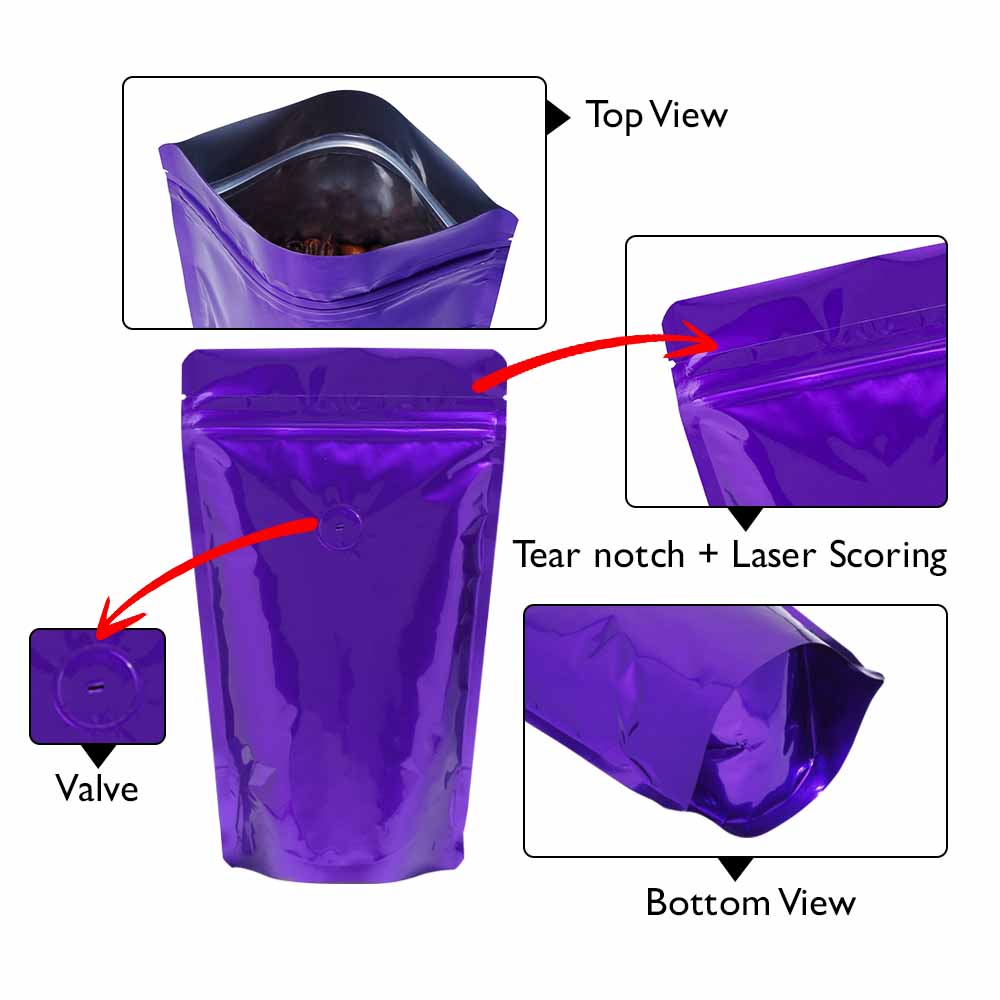 Foil standup pouches with valve