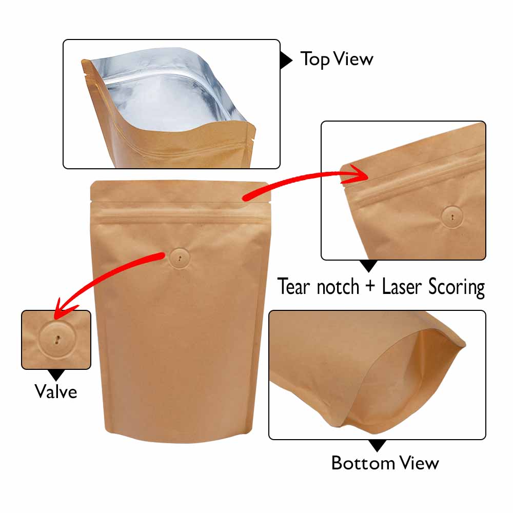 brown paper pouch with valve