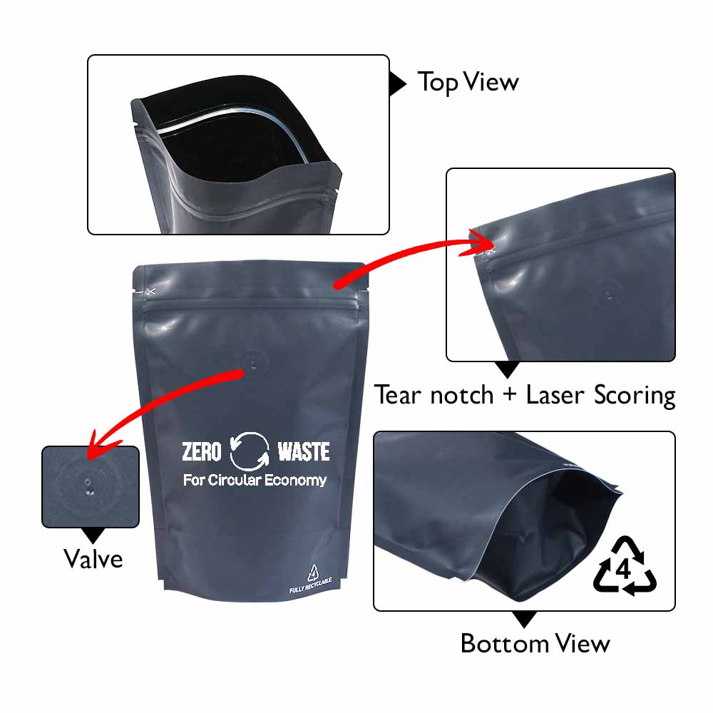Recyclable standup pouch with valve