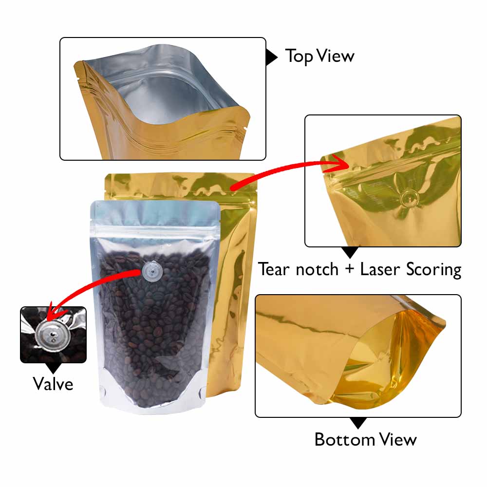 Clear standup pouches with valve