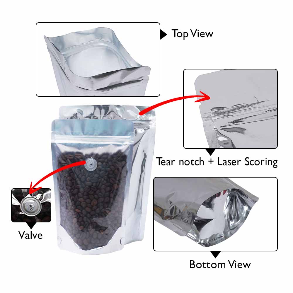 clear standup pouch with valve