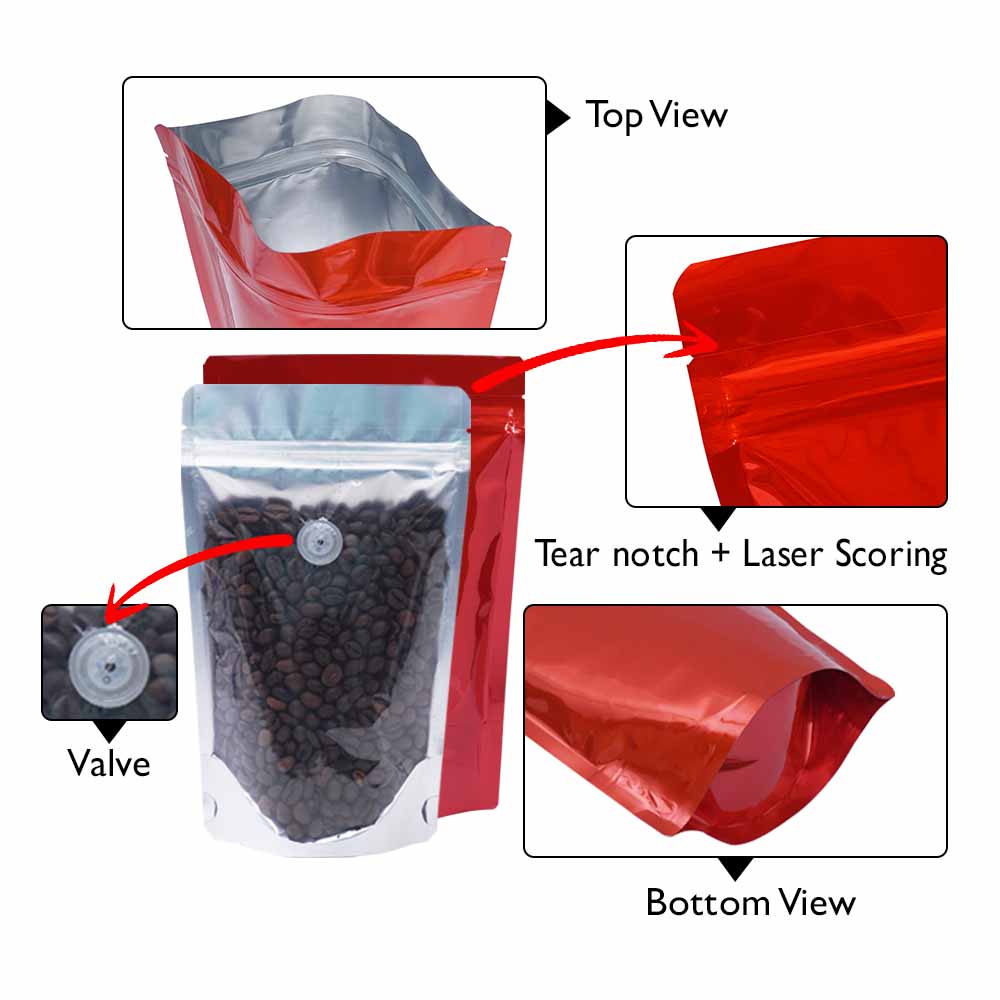foil clear standup pouches with valve